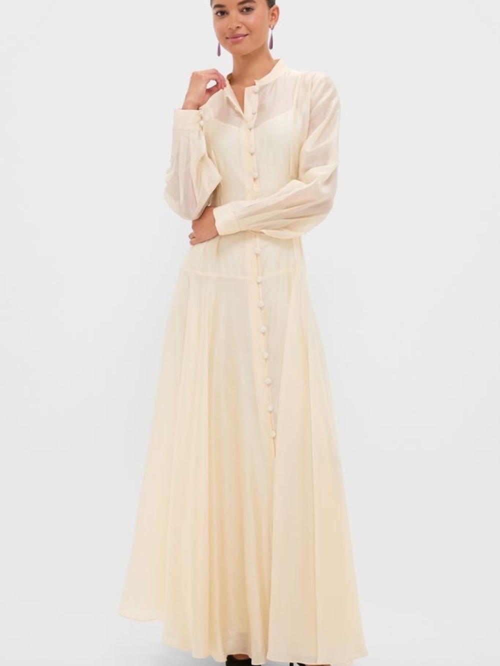Tuckernuck Champagne Organza Marbella Maxi Button-Front Dress NWT Size 14